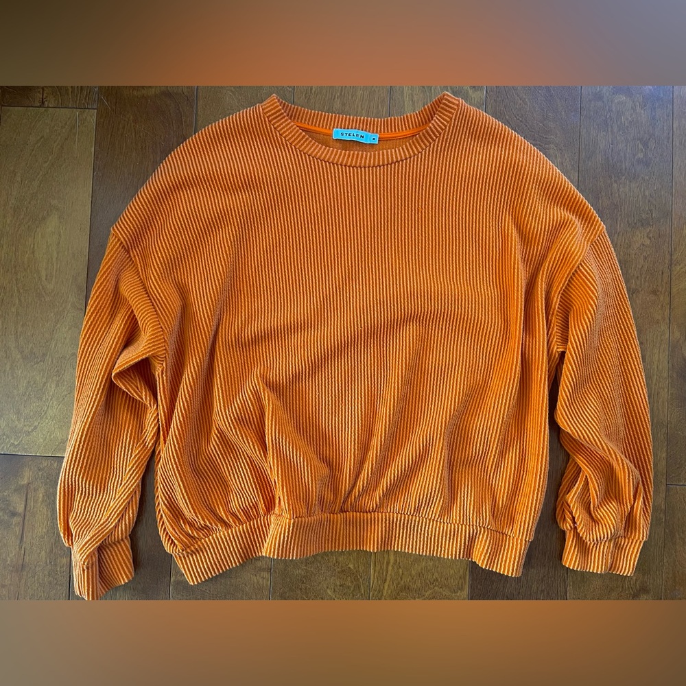 Stelen Glen Long Sleeve Ribbed Top in Orange, Women’s Size M